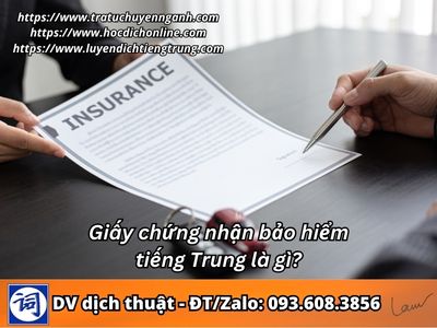 Giấy chứng nhận bảo hiểm tiếng Trung là gì?