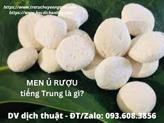Men ủ rượu tiếng Trung là gì?