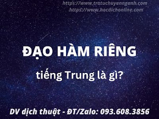 Đạo hàm riêng tiếng Trung là gì?